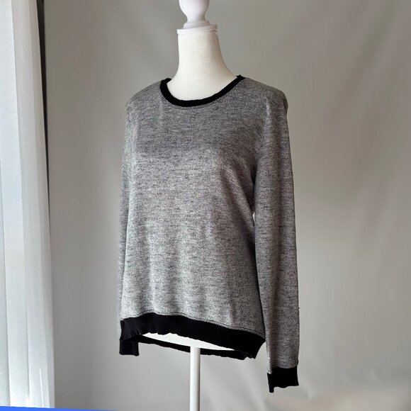 Wilfred Grey Knit Sweater w Black Contrast Trim - Picture 1 of 4